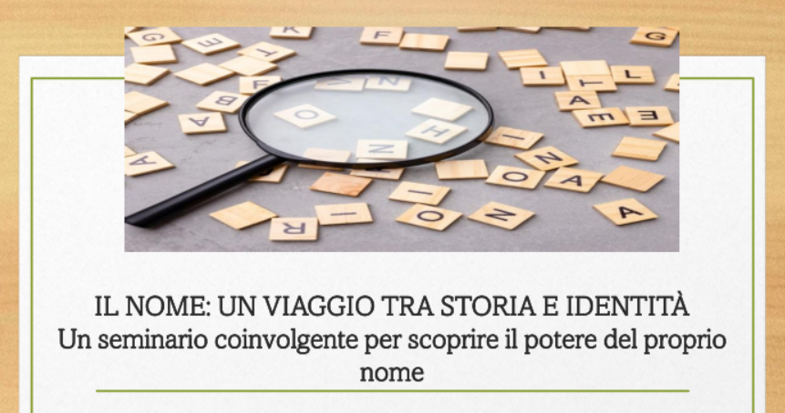 Seminario “IL NOME” – sabato 22 e domenica 23 marzo 2025